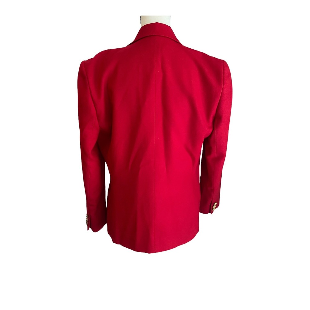 Talbots Wool Blazer Size Petites 8‎ Red Worsted Wool Gold Buttons Made in USA - Picture 4 of 4